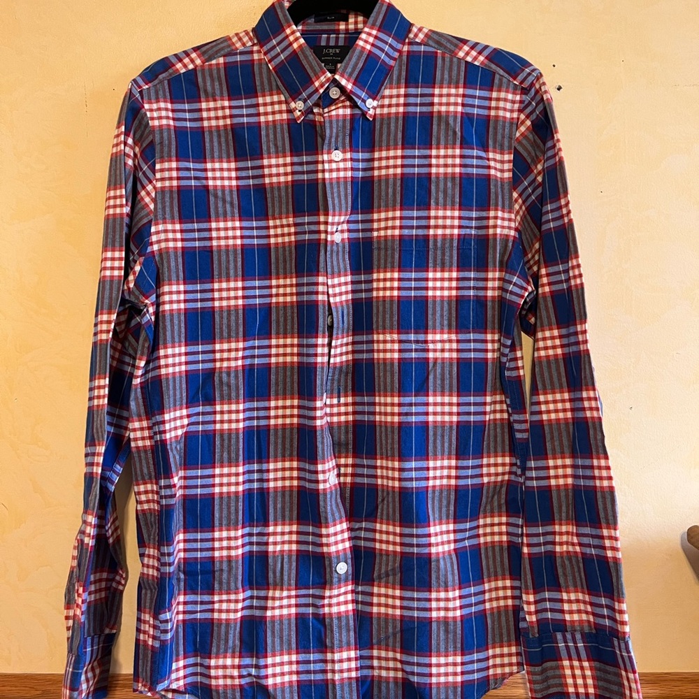 J Crew Mens lightweight Summer Plaid Buttondown Shirt